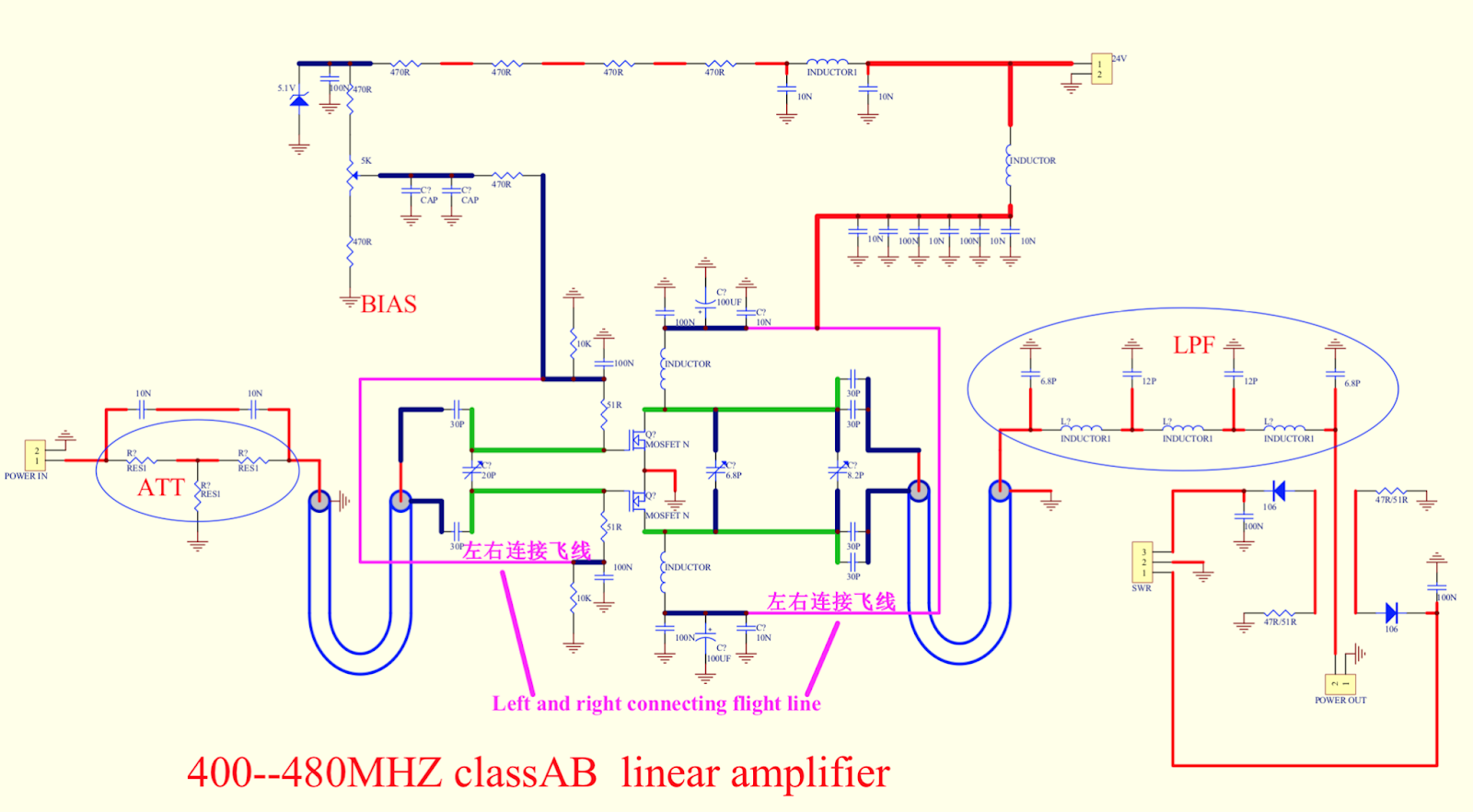 100W UHF amplifier, schema elettrico 100W UHF amplifier, schema elettrico