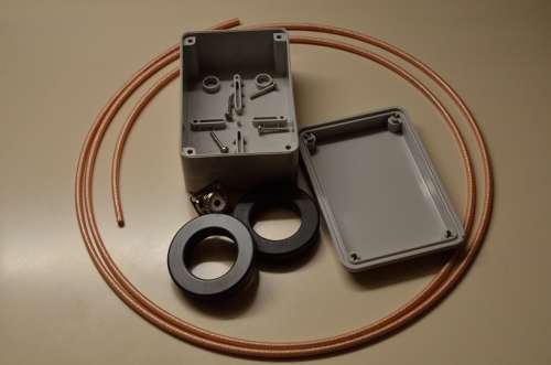 Some of the materials needed for the balun homebrewing