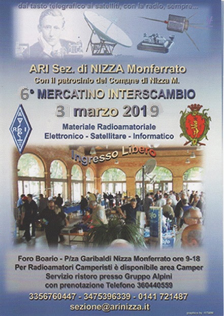 Locandina mercatino interscambio materiale radioamatori Nizza Monferrato 2019