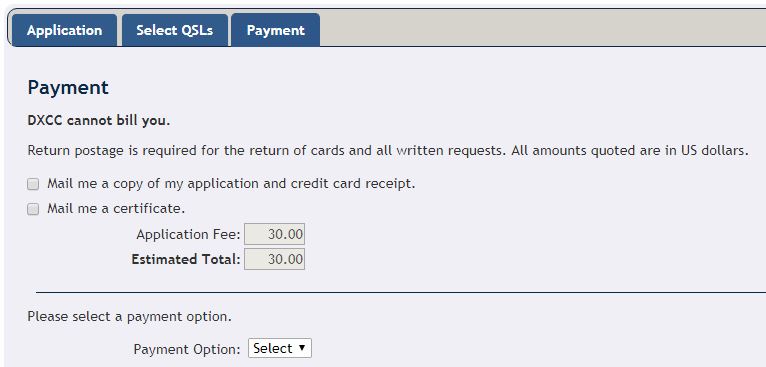 Online DXCC application fee (14/08/2018)